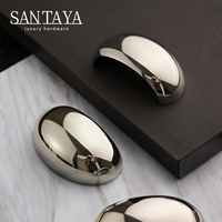 Poignées Santaya en laiton nickelé argenté en forme de coquille pour armoires de cuisine, commodes de chambre et poignées de meubles
