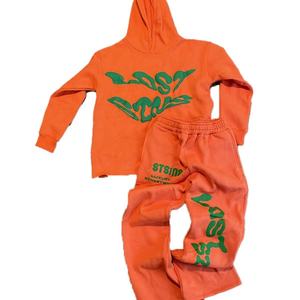 Custom Design Sweatshirt and Sweatpants <b>Set</b> High Quality Tracksuit Heavy <b>Weight</b> Flared Sweatpants and Hoodie <b>Sets</b> - Product Image 1