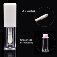 Mini tube carré transparent pour huile à lèvres 5ml, contenant en plastique pour brillant à lèvres avec bouchon à vis et applicateur en stock