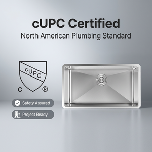 Fregadero de cocina bajo encimera hecho a mano de acero inoxidable SUS304 de calibre 18 con certificación CUPC, 740 mm, cuenco único, con revestimiento silencioso y anticongelante, se acepta OEM - Product Image 2