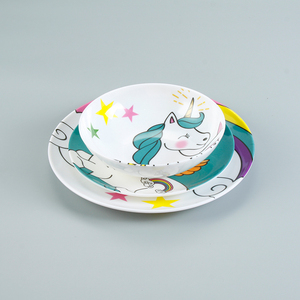 Alta Qualidade Melamina Louça Unicórnio Personalizado Impresso Pratos de Jantar e Bowl <span class=keywords><strong>Set</strong></span> 100% A5 Melamina Louça Kids Dinnerware - Product Image 2