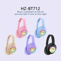 Casque de jeu sans fil HZ-BT712 pour enfants, casque supra-auriculaire avec lumières RGB, idéal pour le sport