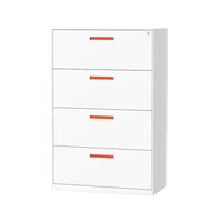 Armoire de rangement métallique avec tiroirs, armoire de classement latérale en acier à 4 tiroirs, système de classement de bureau, couleur blanche
