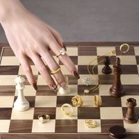 Bague de fiançailles et de mariage tendance pour femme, motif 'Checkmate Winning Move', en argent 925 plaqué or 18 carats et rhodium, avec zircone 5A 8A