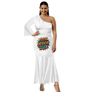 Abito su Misura <span class=keywords><strong>Taglie</strong></span> <span class=keywords><strong>Forti</strong></span> Monopezzo Silhouette a Tromba/Sirena con Spalle Scoperte Maniche Lunghe <span class=keywords><strong>Sexy</strong></span> Tinta Unita Antimacchia - Product Image 3
