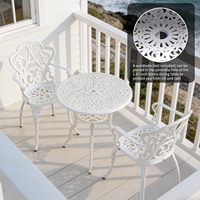 Ensemble de salle à manger d'extérieur moderne en alliage d'aluminium Phoenix, table de patio de 35 po, trou pour parasol de 1,96 po, 2 chaises, résistant aux intempéries