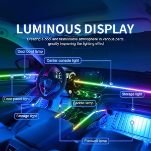 Dải đèn sợi quang acrylic RGB đa năng 14-18 inch, phụ kiện nội thất ô tô, điều khiển bằng ứng dụng, 64 màu, tình trạng mới - Product Image 4