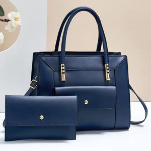 Women's new PU two-piece suit handbag wallet <b>set</b> casual handbag <b>large</b>-capacity logo pattern polyester lining ODM handbag - Product Image 6