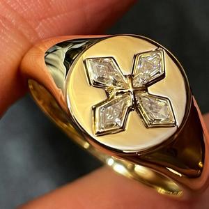 Xinfly Solid 18K Gold Lab Grown Diamond Band <b>Rings</b> Set Dainty Cross Twist V Shape Solitaire AU750 Daily Gift Factory Price - Product Image 1