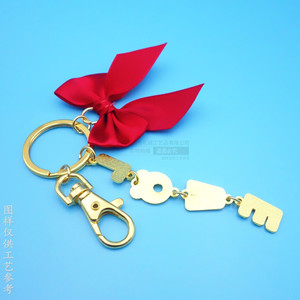 Custom Made Colorful <b>Glitter</b> Epoxy Metal Letter Keychain With <b>Red</b> Bow Pendant Gold Hardware Fashion Gift - Product Image 3