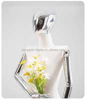 Mannequin de vitrine pour magasin de vêtements, demi-corps féminin en lin doré avec bras dorés, mannequin élégant pour robes pour femmes