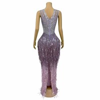 Robe de soirée élégante vintage pour femmes AD2723 de haute qualité, longue, faite à la main, avec cristaux et strass, à franges