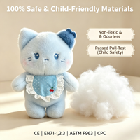 Peluche chat bleu myrtille douce de 8 pouces, adorable chaton avec bavoir en dentelle, cadeau promotionnel, directement de l'usine mondiale
