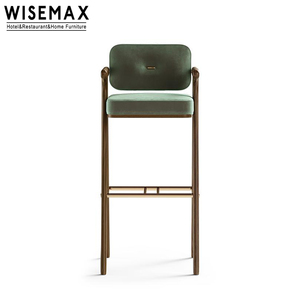 WISEMAX – meubles de luxe, chaises de Bar rétro <span class=keywords><strong>vert</strong></span> velours, cadre en bois massif, cuisine, tabouret de Bar avec dossier - Product Image 5