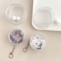 Pochette de rangement transparente en PVC pour badges d'anime, étui de protection rond pour épingles, badges, pendentifs, breloques et porte-clés