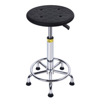 Tabouret de laboratoire antistatique réglable avec siège en mousse PU ESD et base chromée robuste pour salle blanche, hôpital et école