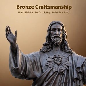 Grande statue du Sacré-Cœur de Jésus, finition dorée, Jésus-Christ aux bras étendus, peinte à <span class=keywords><strong>la</strong></span> main, pour église, chapelle, jardin, extérieur - Product Image 3