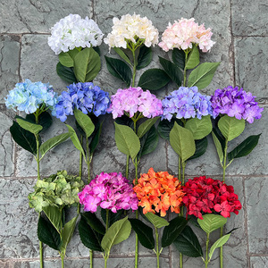 Venta al por mayor pintura al óleo de hortensia de <span class=keywords><strong>Ross</strong></span> de una sola cabeza decoración de fondo de camino de boda artificial competitivo nuevo para extranjeros - Product Image 2