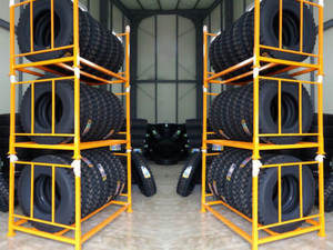 Mracking étagère empilable pliable en acier abordable supports de stockage de pneus personnalisés
