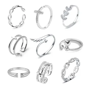 MOYU 2022 Fashion Silver Finger Rings Set Fine Jewelry 925 Sterling Silver Ring For Women Girls Factory Wholesale Price