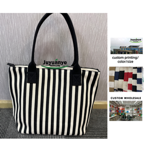 Bán buôn tùy chỉnh mới của phụ nữ lớn sọc <span class=keywords><strong>Tote</strong></span> Túi xác ướp Túi xách trường mạnh mẽ máy tính xách tay Vải <span class=keywords><strong>Tote</strong></span> với xử lý túi - Product Image 1
