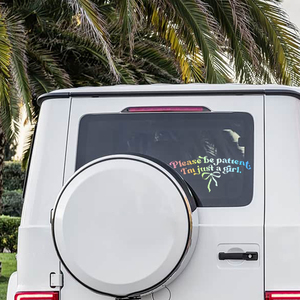 Pegatina divertida para coche, calcomanía de vinilo con la frase «Por favor, ten paciencia, soy solo una chica» para parachoques y ventana, adecuada para Toyota, <span class=keywords><strong>Honda</strong></span>, BMW - Product Image 4