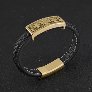 Pulsera de Cuero Negro con Cierre de Acero Inoxidable, Accesorios de Joyería para Hombre, Tienda Mayorista - Product Image 4