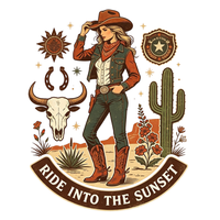 Cowgirl Vibes Western DTF-Transfers Druckfertig Großhandel Kundenspezifische Wärmeübertragungsdrucke Schneller Versand für T-Shirts und Kleider