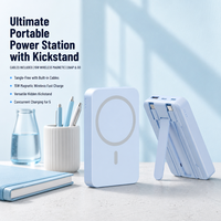 Batterie externe magnétique sans fil à charge ultra-rapide 22,5 W, haute capacité 10000 mAh, avec câbles intégrés Type-C 15W 18W 20W et support USB 2-en-1