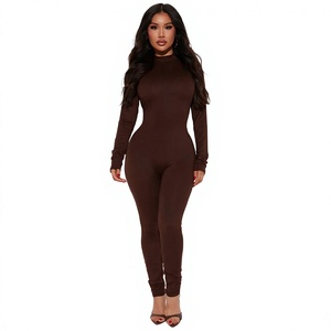 <b>Womens</b> Long Sleeve Lightweight Tight Bodysuit One Pieces Gym Fitness <b>Sets</b> High Elastic Activewear Yoga Jumpsuit Romper - Product Image 1