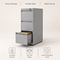 Armoire de classement en acier à 3 tiroirs verrouillable pour bureau