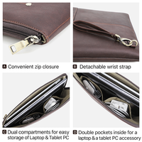Pochette pour ordinateur portable en cuir véritable personnalisée de 14.2 pouces pour hommes avec dragonne détachable sac mince moderne décontracté simple pour tablette pour hommes