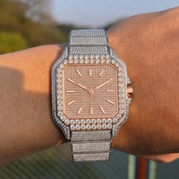 Montres automatiques personnalisées de luxe pour hommes, serties de moissanite noire VVS, de haute qualité, cadran carré de 40 mm, verre saphir