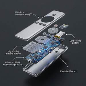 Télécommande personnalisée JCXK en alliage d'aluminium à 15 touches avec code fixe, portée de 20 m pour maison intelligente, <span class=keywords><strong>IPTV</strong></span>, barre de son - OEM/ODM disponible - Product Image 1