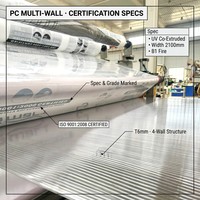 Plaque alvéolaire en polycarbonate multi-parois 50 microns UV 10mm 16mm pour carport, toit et lucarne, chargement en conteneur en vrac