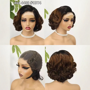 วิกผมหน้าผากลูกไม้แบบใส 4x4 <span class=keywords><strong>ทรง</strong></span>ผมหยิกเด้งแบบอินเดีย ความหนาแน่นสูง HD  สำหรับผู้หญิงผิวสีดำ ความยาวสั้น - Product Image 6
