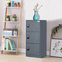 MECOLOR Petit casier vertical à un niveau avec loquet de verrouillage 2 ou 3 compartiments de rangement pour employé, maison, bureau, école, enfants