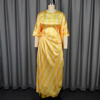 Robes décontractées pour femmes en deux pièces, hauts à manches longues à col rond rayés et ensembles de jupes longues