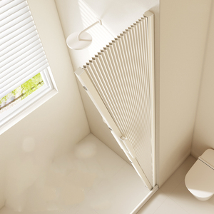 Rideau de douche pliable magnétique personnalisé en polyester imperméable avec feuille d'aluminium, sans tringle, ensemble de rideaux de douche pliables - Product Image 3