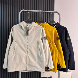 <span class=keywords><strong>Giacca</strong></span> Bomber Unisex in Acrilico Stile Americano High-Street con Zip e Cappuccio, Vestibilità Ampia, Tinta Unita, per Autunno - Product Image 1