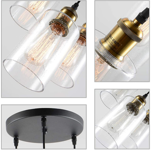 Chambre cuisine lampe suspendue lustre noir maison décorative nordique moderne suspension en verre pour salon salle à manger - Product Image 6