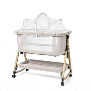 Playkids berceau de chevet pour bébé avec panier de rangement et roues lit pliant facile couchette latérale berceau portable à hauteur réglable - Product Image 3