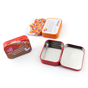 Custom Printed Rectangular Tin Cans Metal Tin Boxes With Hinged Lid