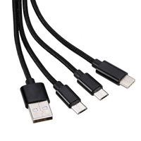 Gadgets électroniques bon marché promotionnels double face LED allument le logo personnalisé forme ronde 3 en 1 câble de charge avec porte-clés