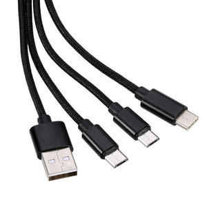 Gadgets électroniques bon marché promotionnels double face LED allument le logo personnalisé forme ronde 3 en 1 câble de charge avec porte-clés - Product Image 6