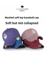Gorra de béisbol unisex de verano de 6 paneles de pana, poliéster/algodón, con hebilla metálica, protección solar suave, parte superior profunda, visera ancha y letras comunes.