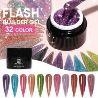 ICE NOVA Flash Builder 32 couleurs avec paillettes, gel de modelage rapide et fort, pour extension et renforcement des ongles, personnalisable OEM ODM