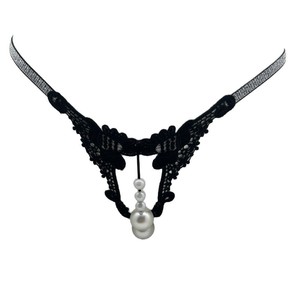 Tanga de Encaje Negro para Mujer Ding Zhi Mei con Cuentas de Perlas, Ropa Interior Sexy - Product Image 5