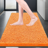 Bathroom Rugs Super Absorbent Thick Machine Washable Non-Slip Solid Pattern Orange Bath Mat