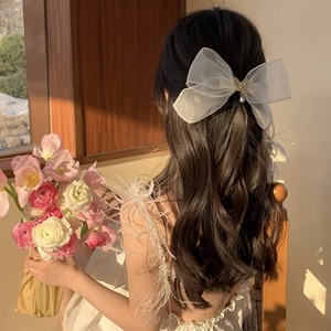 Super fairy spring <b>bow</b> hair <b>clip</b>, mesh pearl hair <b>clip</b> for the back of the head, 2024 new hair accessory, headwear, hair <b>clip</b> - Product Image 4